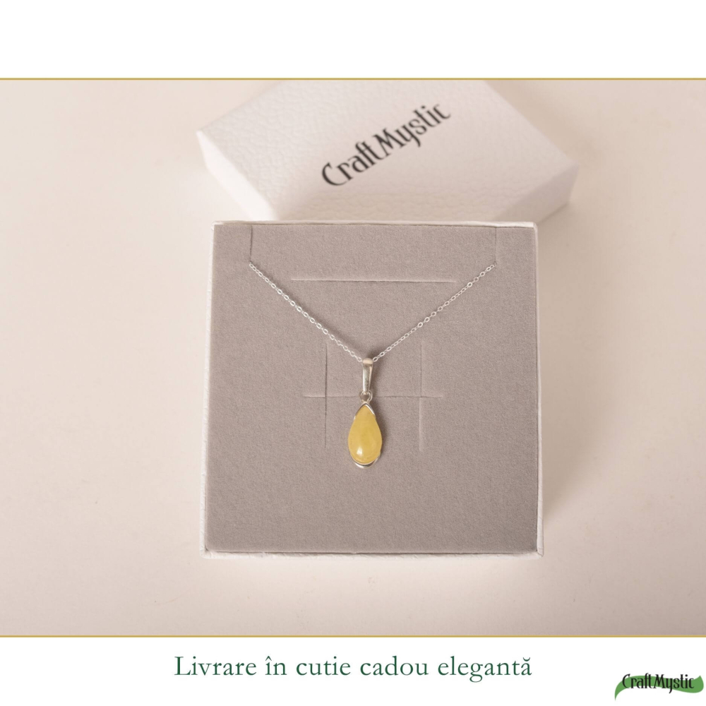Colier argint 925 cu lacrima si chihlimbar galben – Energie solara si vitalitate [6]