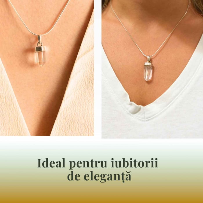 Colier argint 925 cu varf cuart lemurian natural, unic si energizant [5]