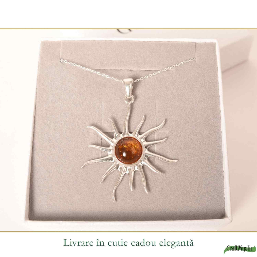 Colier argint 925 Soare cu chihlimbar natural – Energie si vitalitate solara [6]