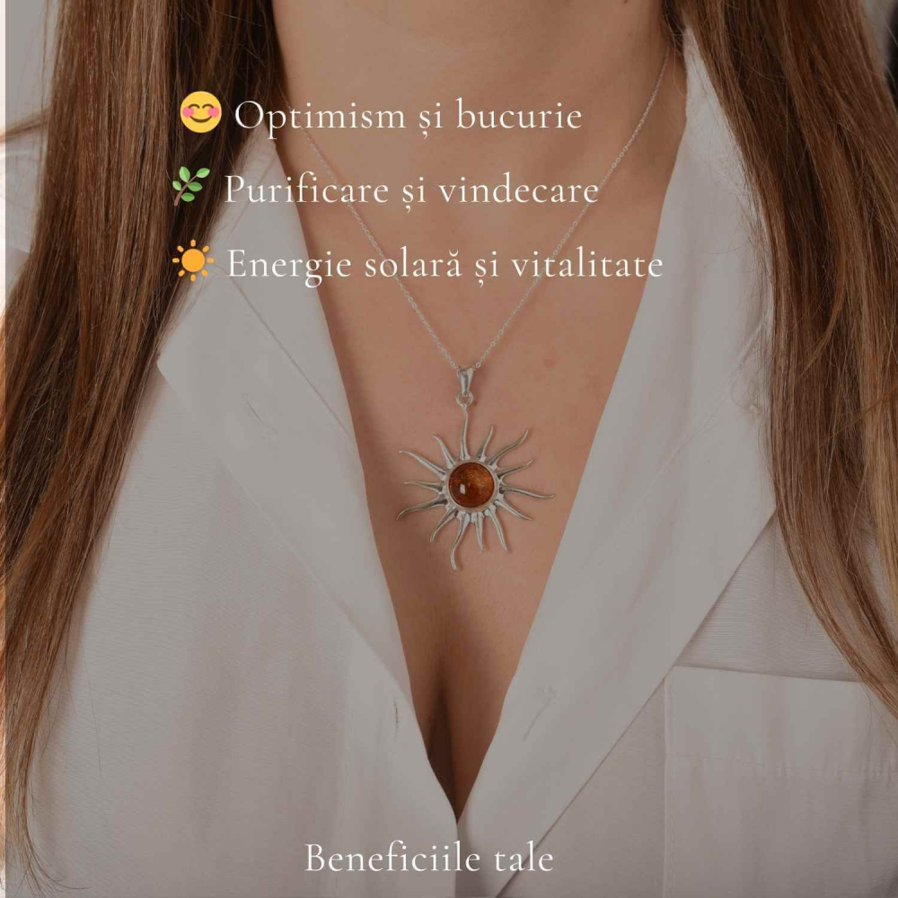 Colier argint 925 Soare cu chihlimbar natural – Energie si vitalitate solara [3]