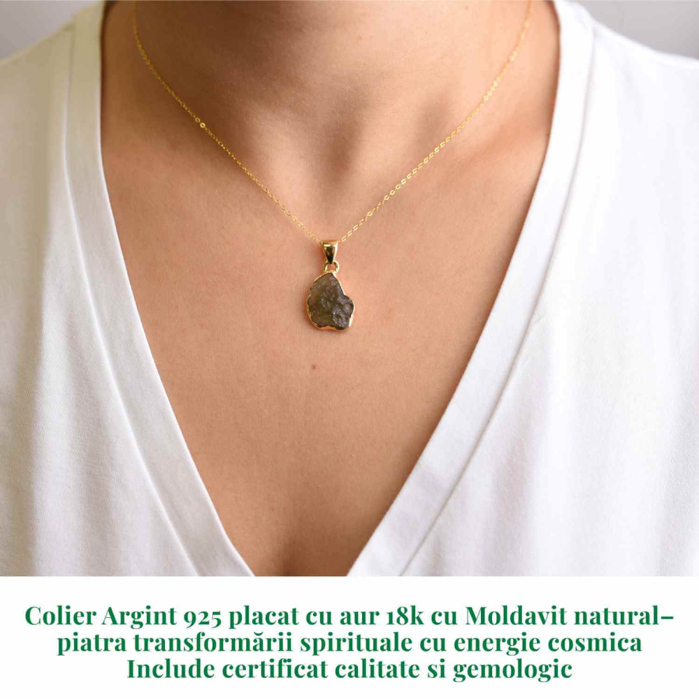 Colier argint 925 placat aur 18k cu Moldavit – transformare rapida – 2.08 g [2]