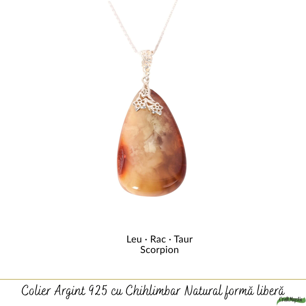 Colier argint 925 cu lacrima mare si chihlimbar natural – Energie solara si vitalitate [5]