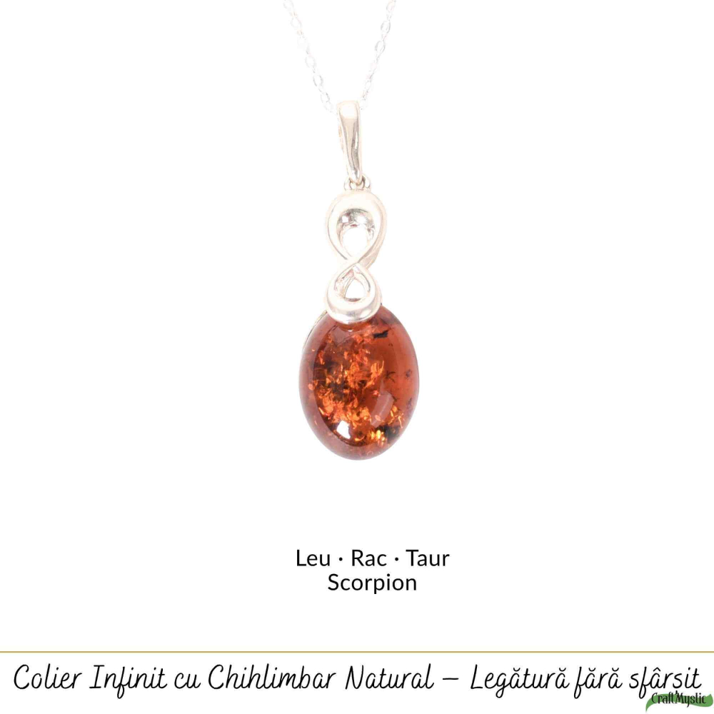 Colier argint 925 oval cu infinit si chihlimbar natural – Vitalitate si echilibru [5]