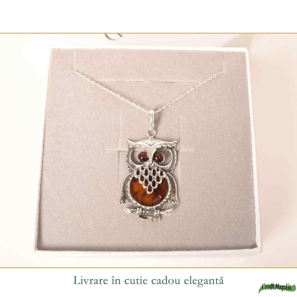 Colier argint 925 Bufnita cu chihlimbar natural – Claritate si vitalitate [6]