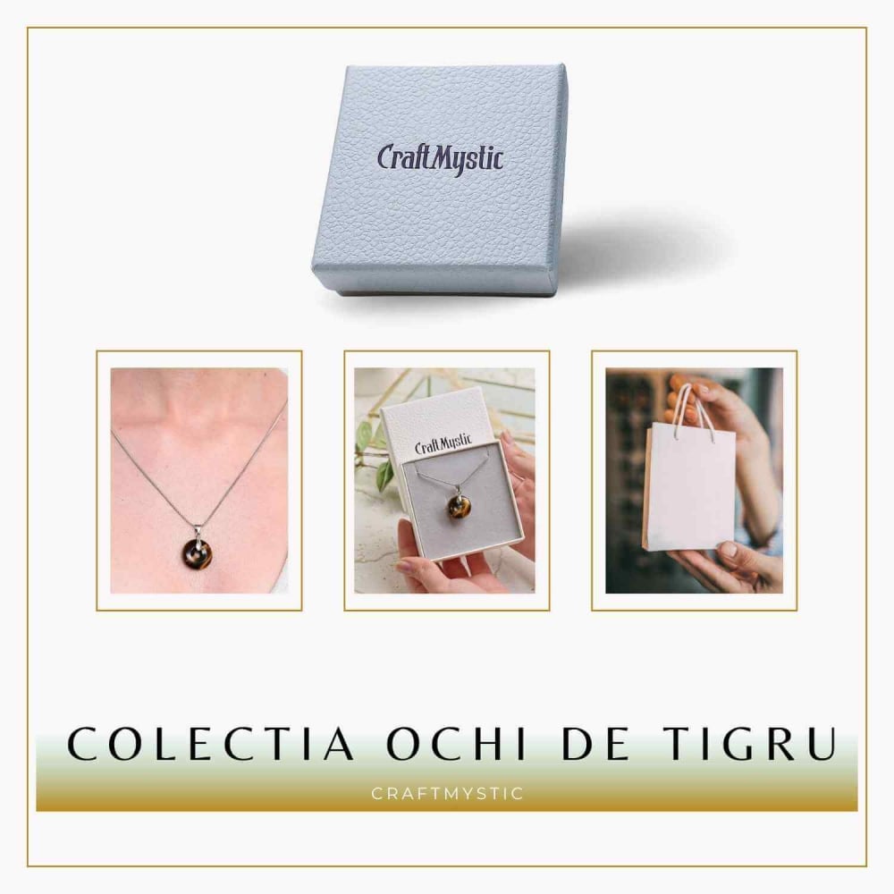 Colier Argintiu cu Ochi de Tigru Forma Pi - Protectie si Energie, Lungime Totala 50 cm, Diametru Pandantiv 20 mm [8]