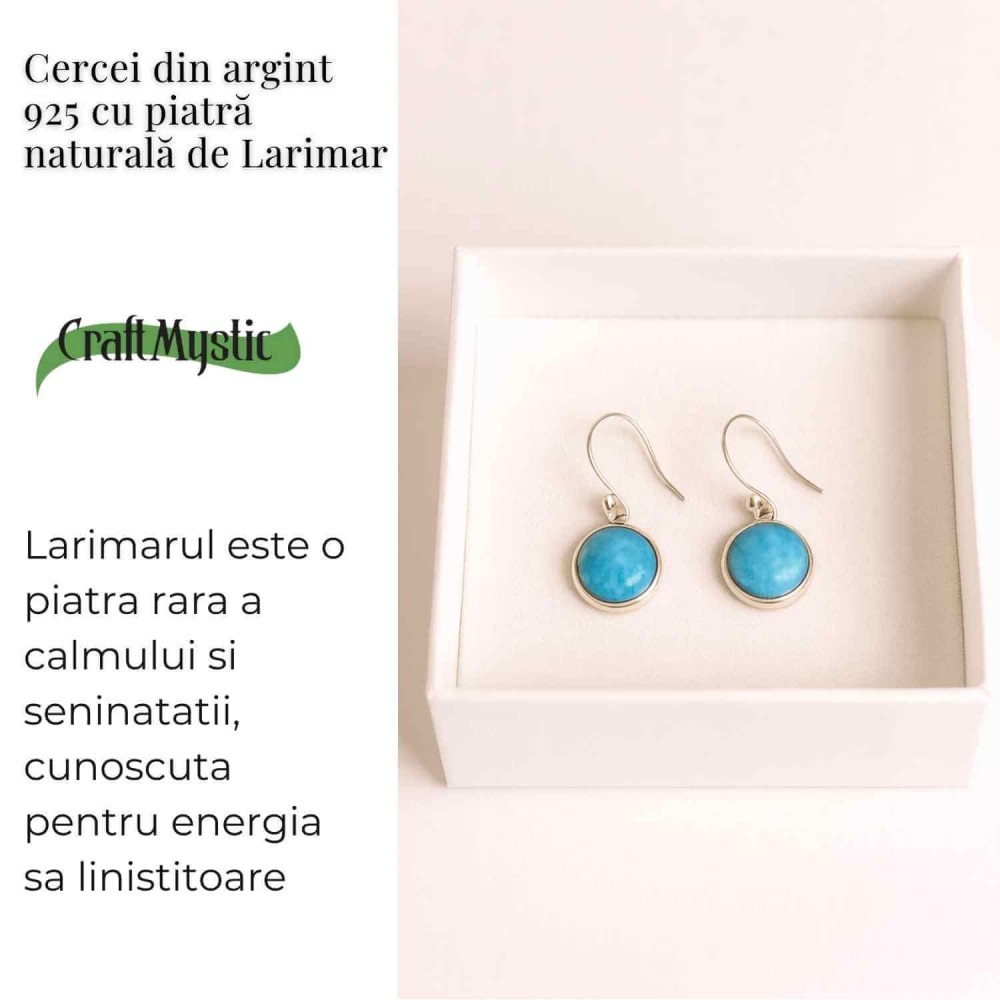 Cercei Argint 925 cu Larimar Rotund – Armonie si Linstire Interioara [3]