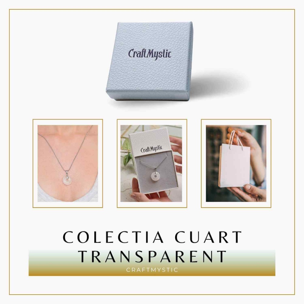 Colier Argintiu Cuart Transparent Forma Pi - Claritate si Energie Pura, Lungime Totala 50 cm, Diametru Pandantiv 20 mm [8]