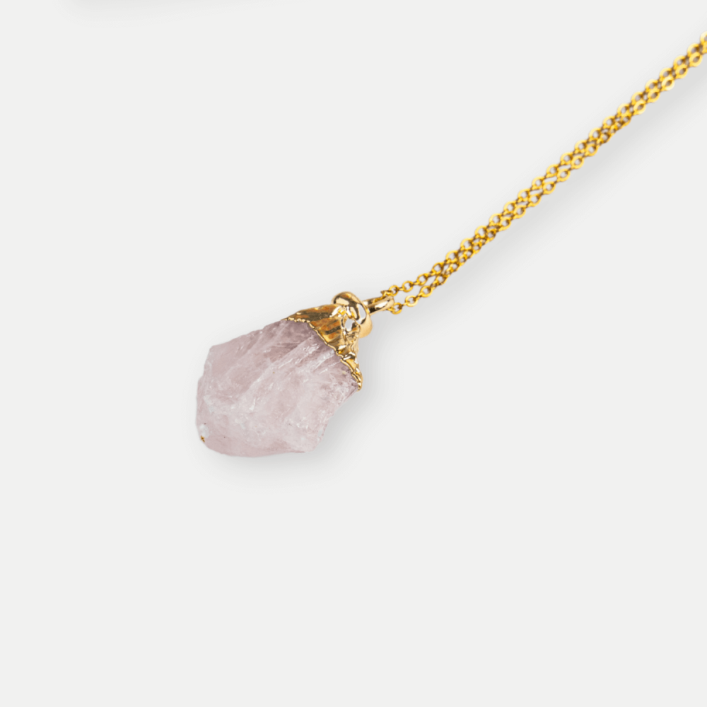 Iubire si Armonie – Colier cu Piatra Cuart Roz si Lant Auriu [9]