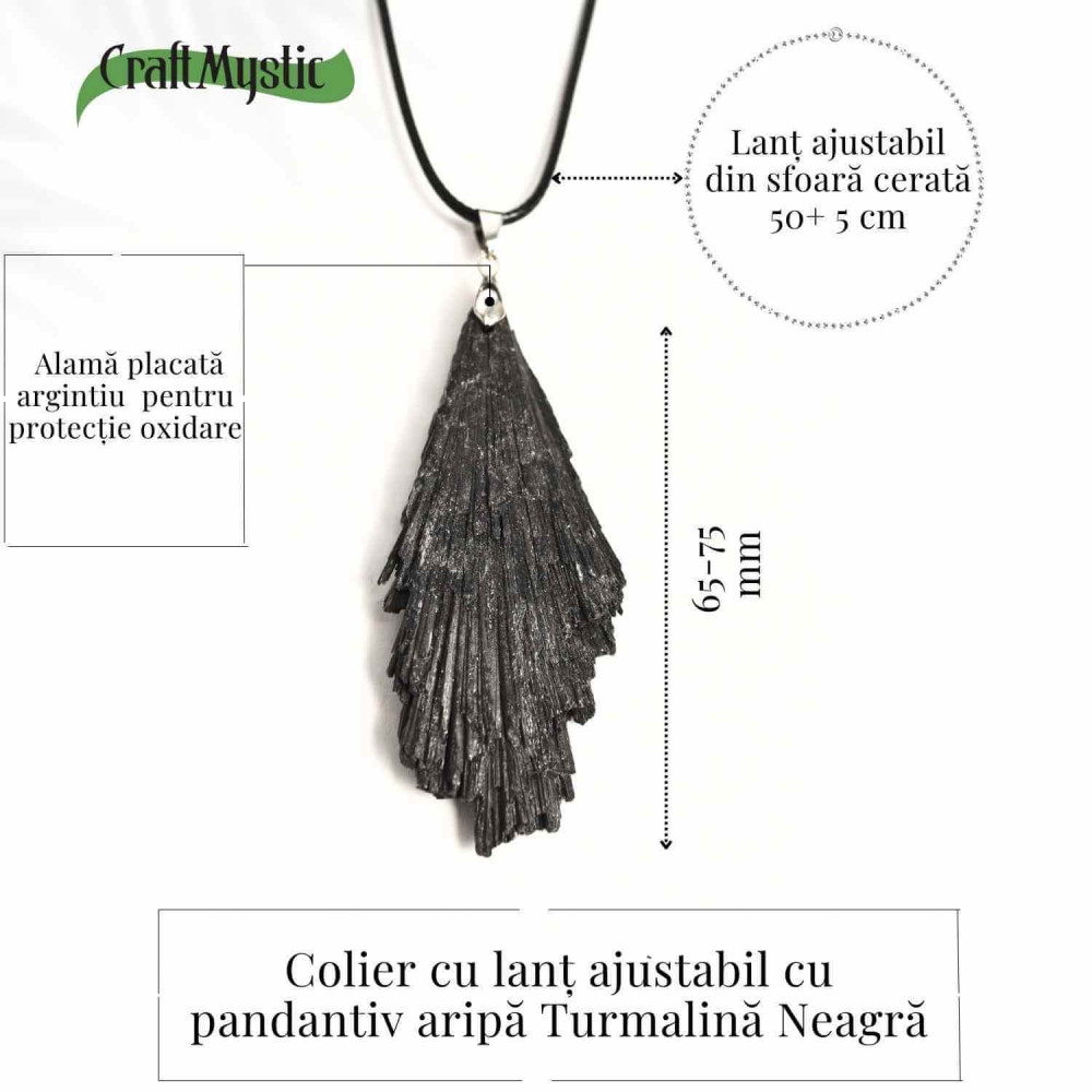 Colier cu pandantiv Turmalina Neagra model Aripa – Protectie si Eleganta [5]