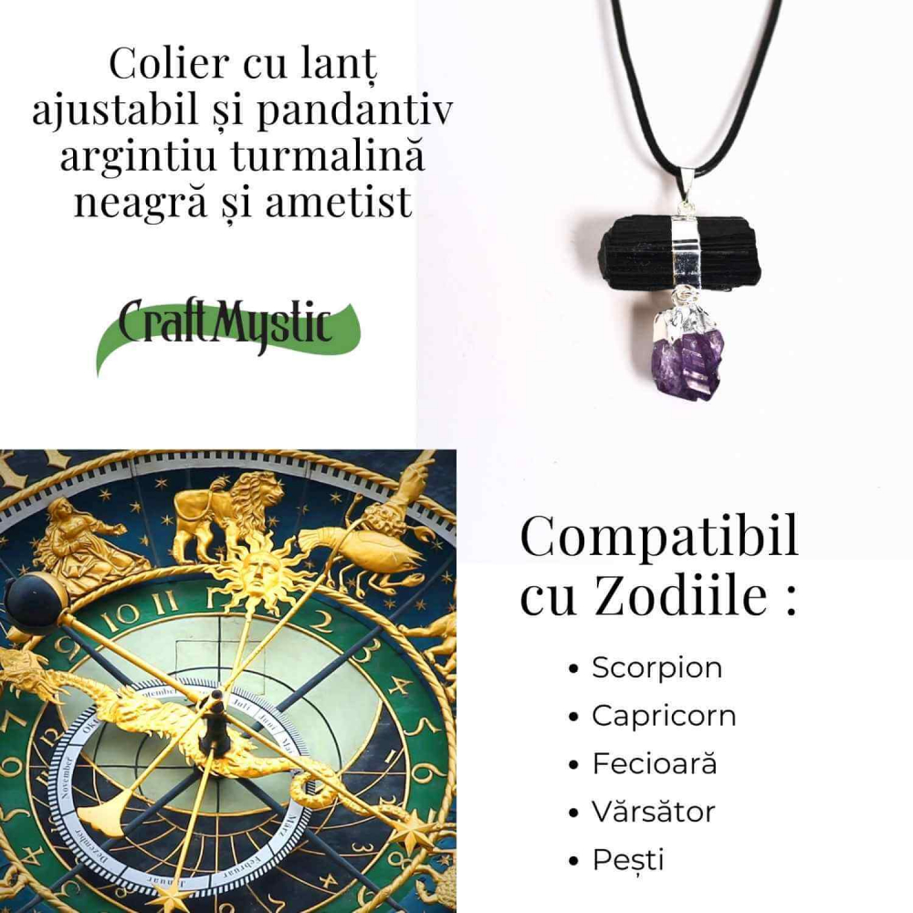 Colier cu pandantiv Turmalina si Ametist – Protectie si Claritate Spirituala [5]