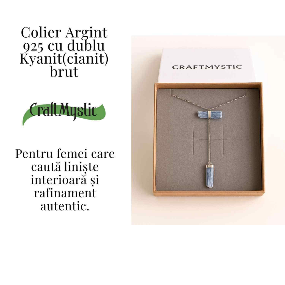 Colier Brut cu Dublu Kianit ( Cianit ) din Argint 925 – Comunicare Autentica si Aliniere Spirituala [3]