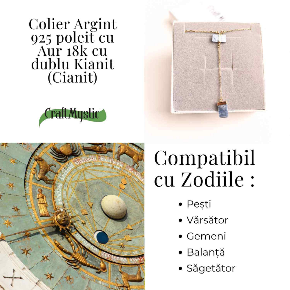 Claritate si Aliniere – Colier din Argint 925 Placat cu Aur 18K cu Dublu Kianit [4]