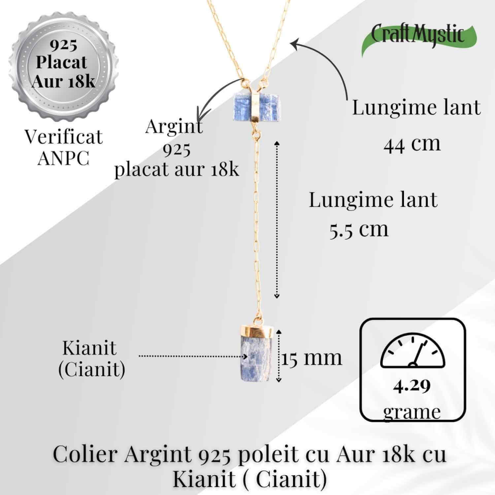 Claritate si Aliniere – Colier din Argint 925 Placat cu Aur 18K cu Dublu Kianit [5]