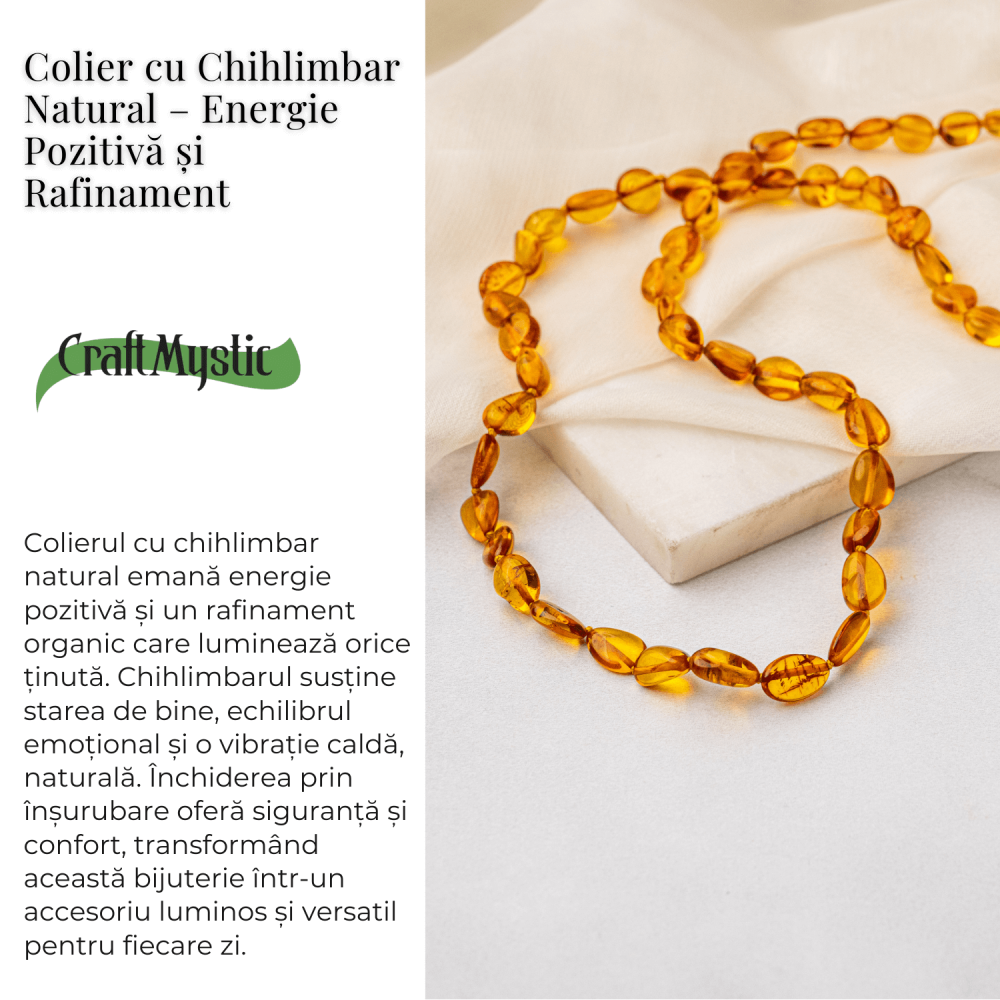 Colier Chihlimbar Natural Auriu – Energie Pozitiva, Calduroasa si Eleganta Organica [3]