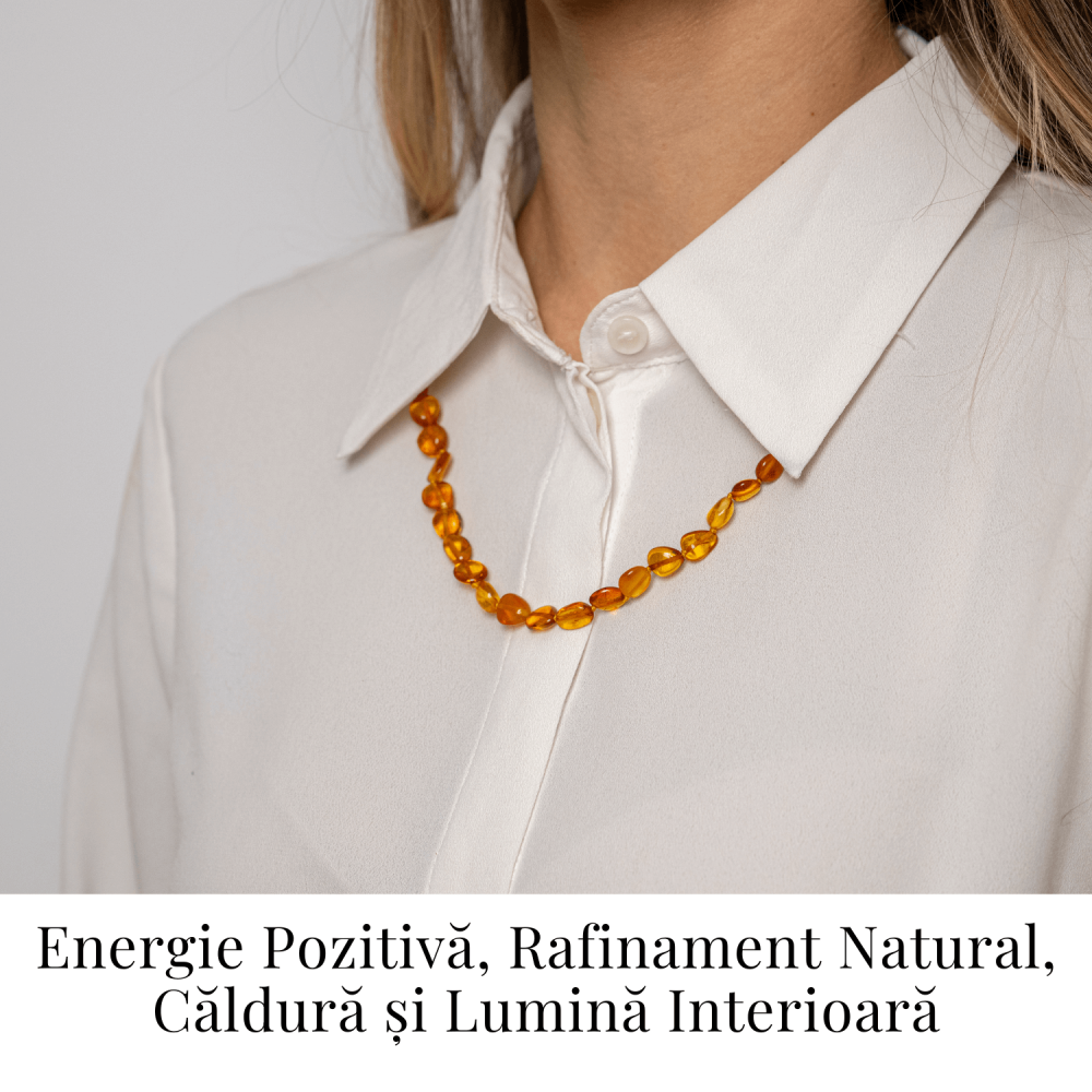 Colier Chihlimbar Natural Auriu – Energie Pozitiva, Calduroasa si Eleganta Organica [2]