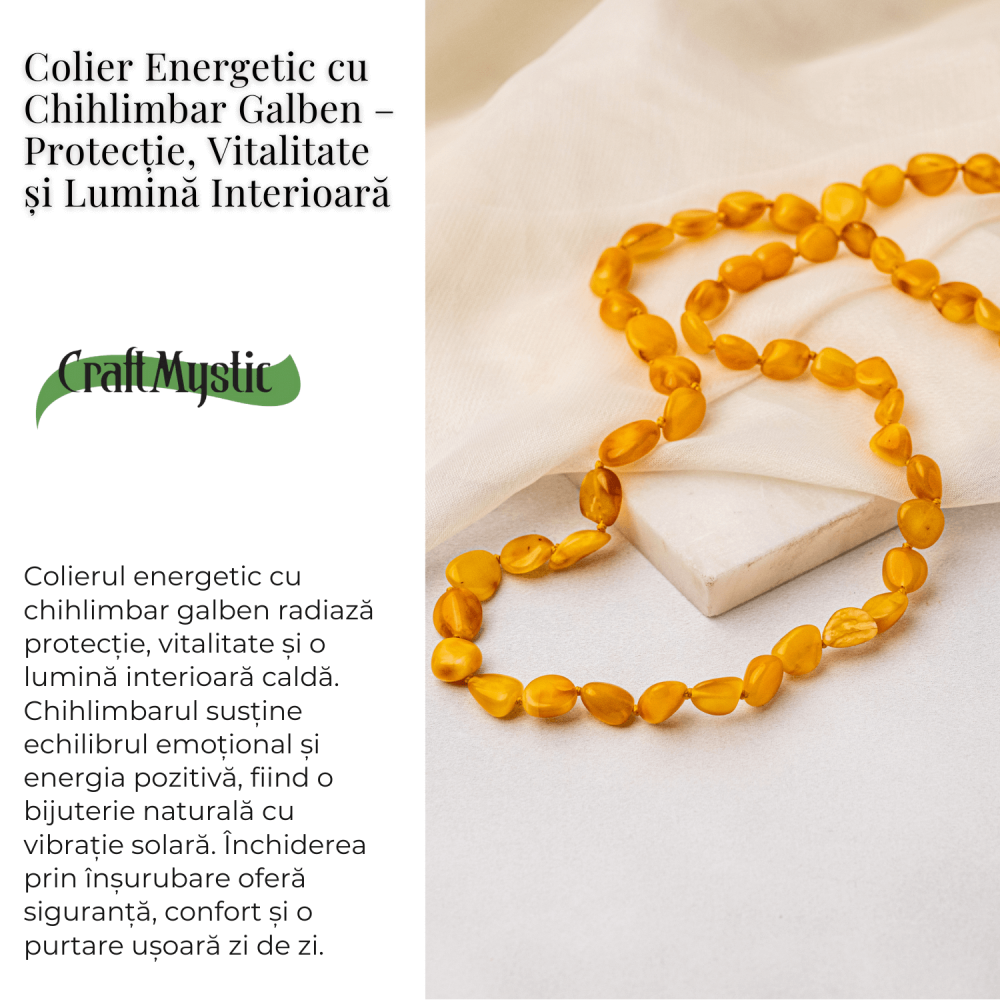 Colier Energetic din Chihlimbar Galben Natural – Protectie, Vitalitate si Lumină Calda Interioara [3]