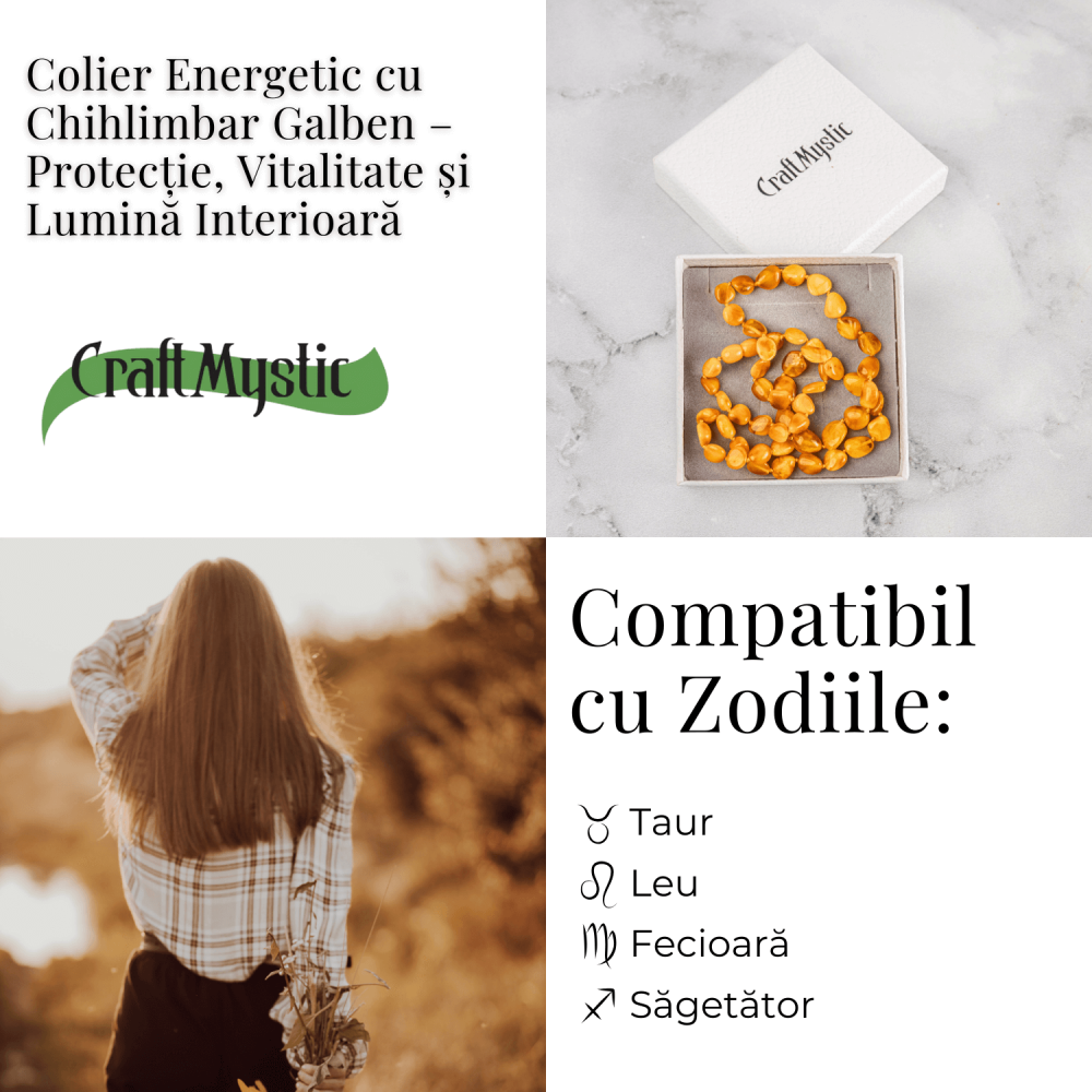 Colier Energetic din Chihlimbar Galben Natural – Protectie, Vitalitate si Lumină Calda Interioara [4]