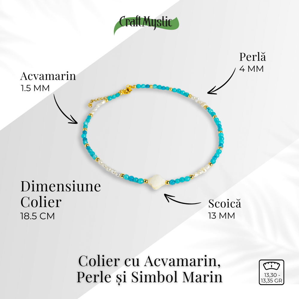 Colier cu pietre pentru pace interioara – Acvamarin, perle si simbol marin [3]
