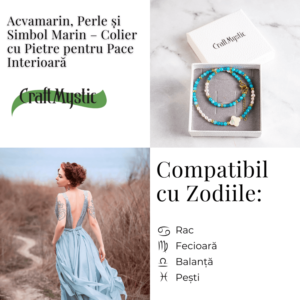 Colier cu pietre pentru pace interioara – Acvamarin, perle si simbol marin [5]