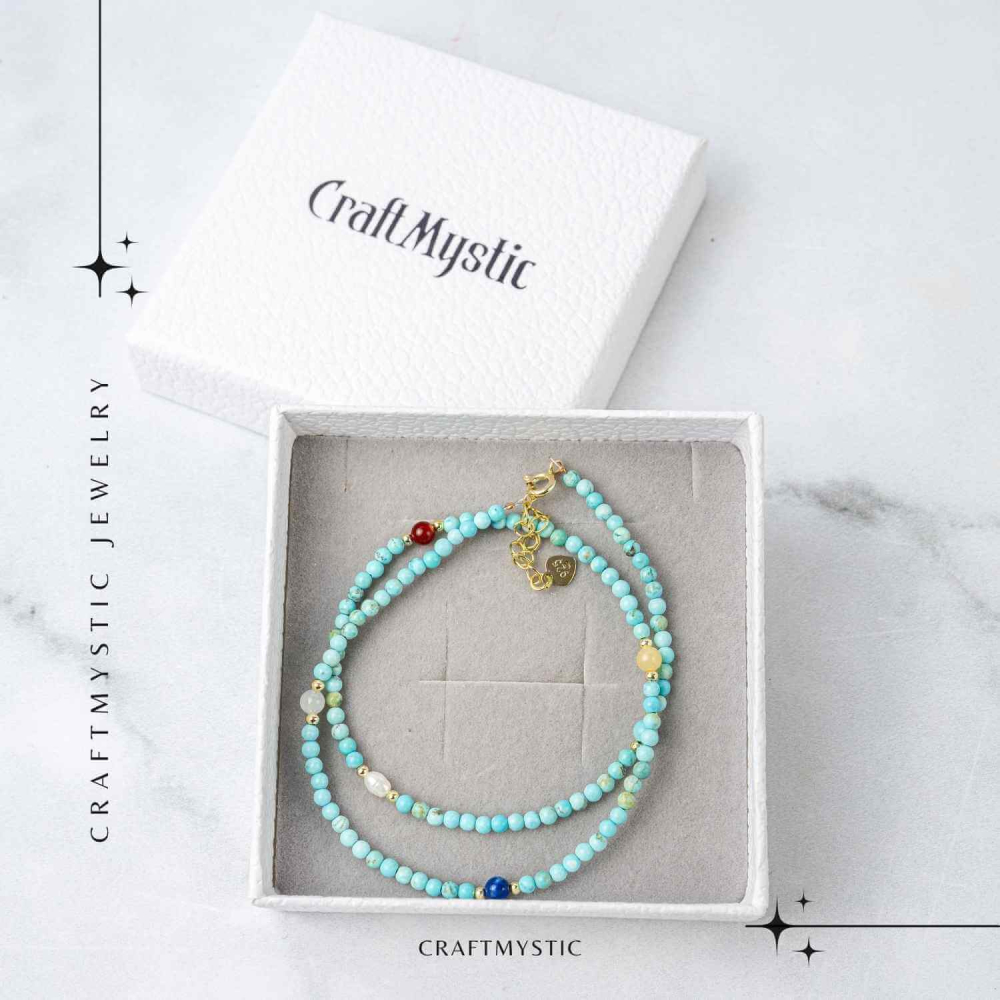 Colier Choker cu Turcoaz, Perle Naturale si Pietre Semipretioase – Energie Pozitiva si Armonie Interioara [7]