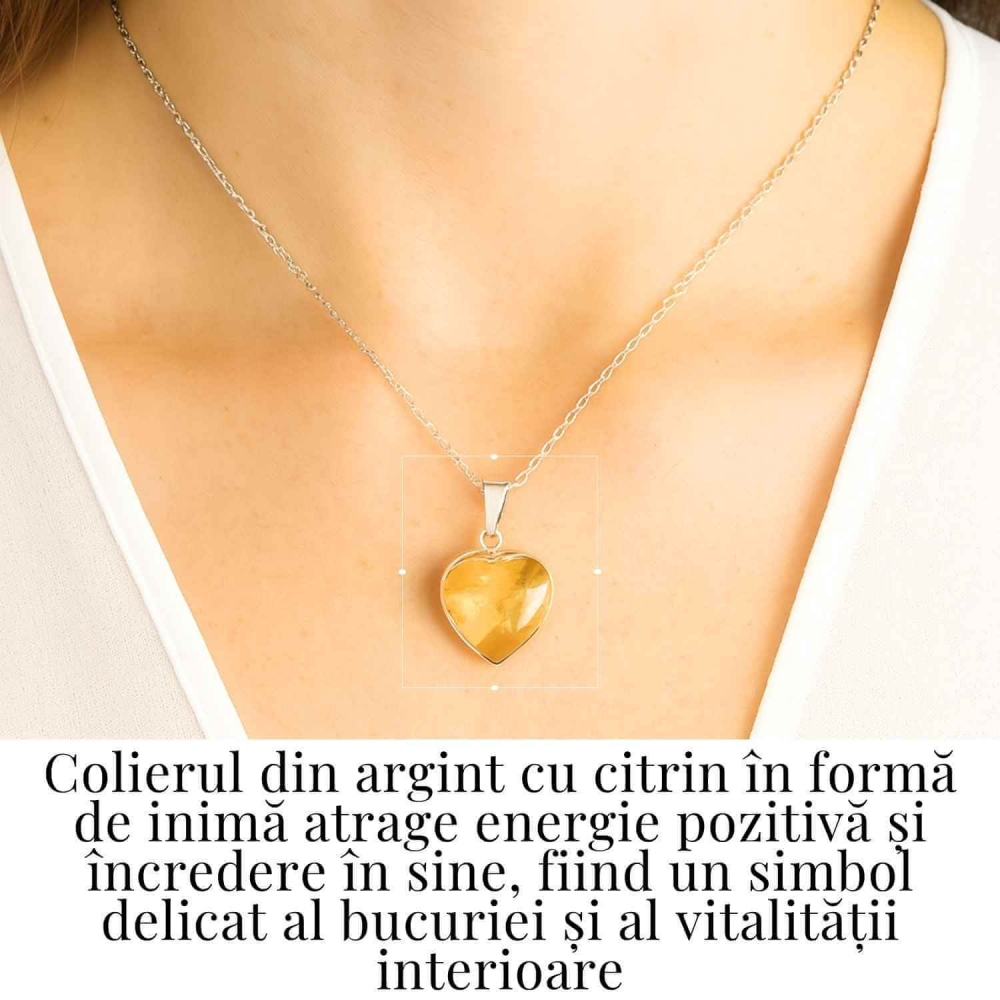 Energie si Bucurie Zilnica – Colier Inima cu Citrin si Argint 925 [2]