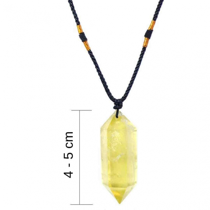 Colier cu cristal vindecator Obsidian 4-5 cm, in forma hexagonala cu dublu varf si saculet satin negru – pentru protectie, vointa si noroc [4]