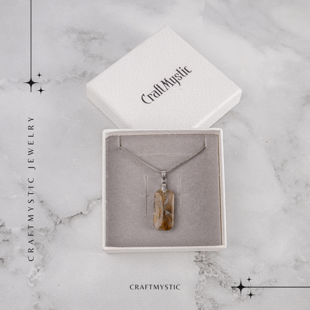 Colier Titanium cu Agat Muschi Dreptunghi – Echilibru Natural si Conexiune cu Natura [7]
