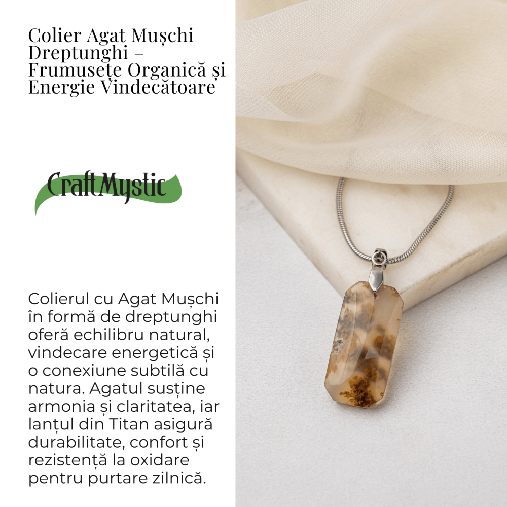 Colier Titanium cu Agat Muschi Dreptunghi – Echilibru Natural si Conexiune cu Natura [3]