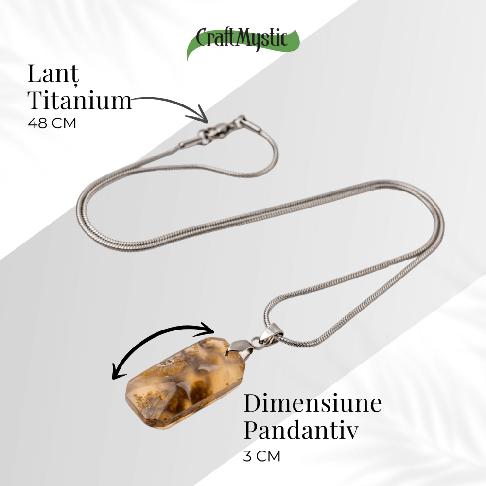 Colier Titanium cu Agat Muschi Dreptunghi – Echilibru Natural si Conexiune cu Natura [5]