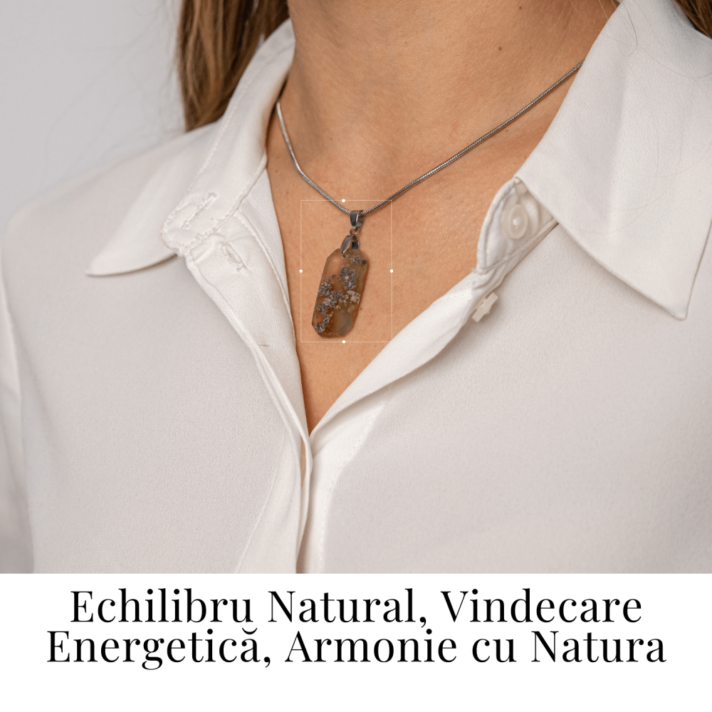 Colier Titanium cu Agat Muschi Dreptunghi – Echilibru Natural si Conexiune cu Natura [2]