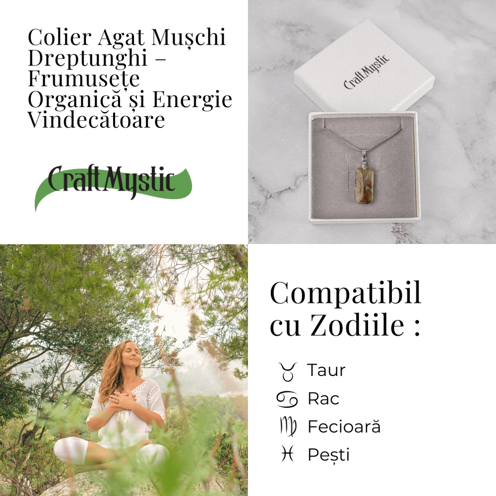 Colier Titanium cu Agat Muschi Dreptunghi – Echilibru Natural si Conexiune cu Natura [4]