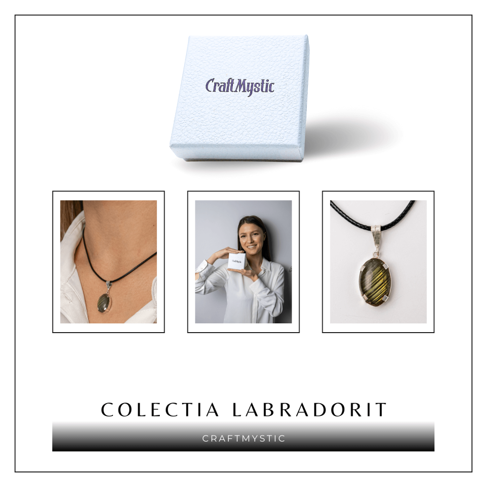 Colier cu Labradorit Oval pe Snur Cerat – Claritate Interioara, Intuitie si Lumina Mistica [8]