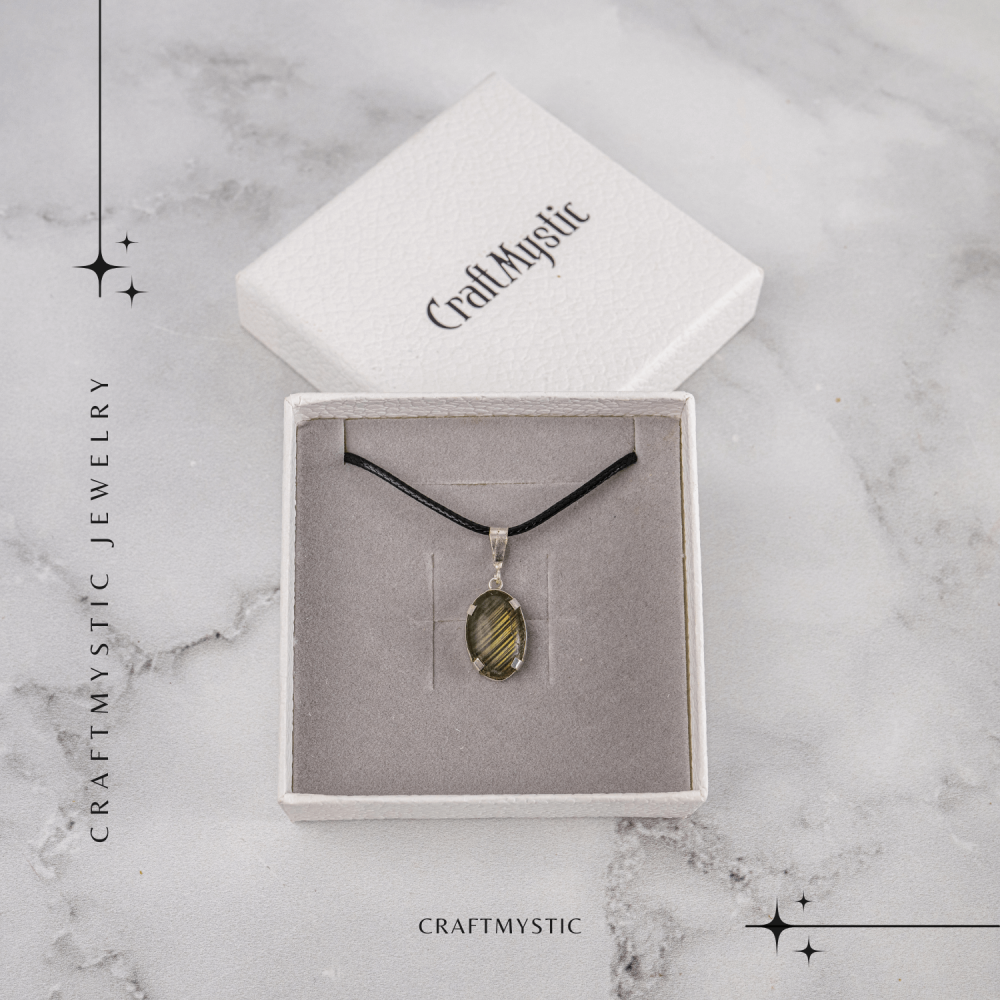 Colier cu Labradorit Oval pe Snur Cerat – Claritate Interioara, Intuitie si Lumina Mistica [7]