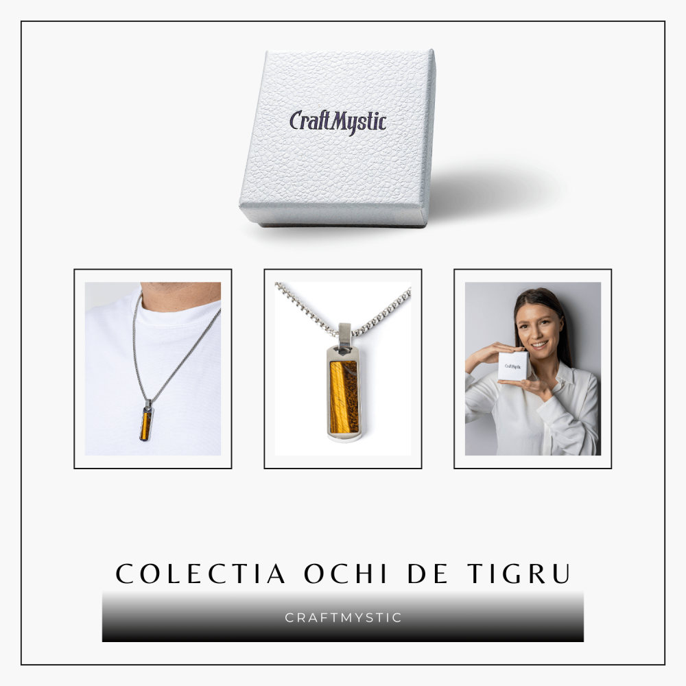 Colier Otel Inoxidabil cu Ochi de Tigru Natural – Pandantiv Dreptunghiular al Curajului [8]