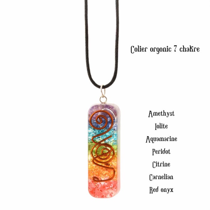 Pandantiv 4.5 cm de Vindecare a Chakrelor Orgonic cu Snur  - Colier cu 7 Pietre ale Chakrelor pentru Protectia Energetica si Vindecare Spirituala [2]