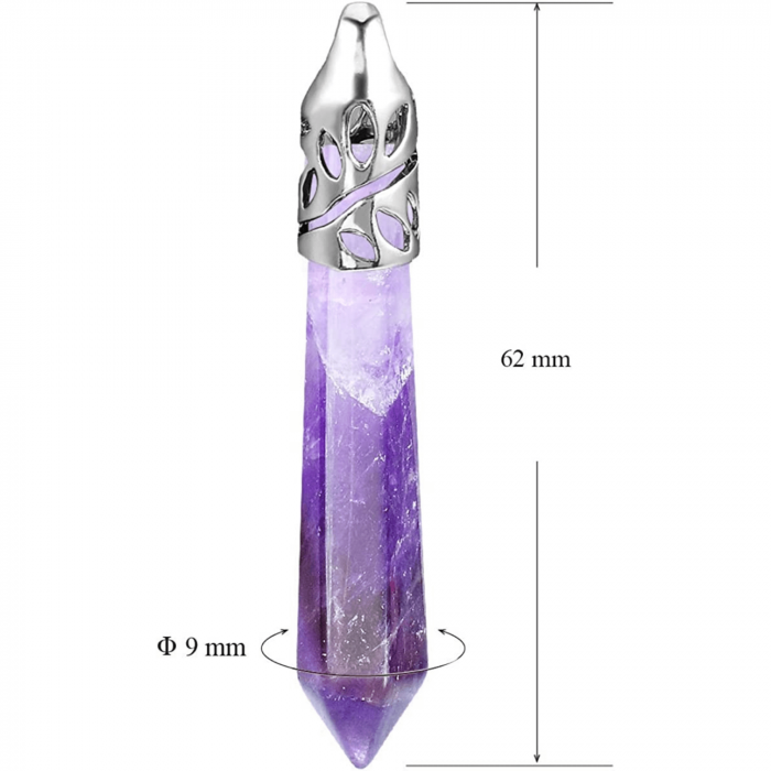 Colier cu pandantiv hexagonal din cristal ametist - O piatra puternica si protectoare, elibereaza stresul si calmeaza emotiile [2]