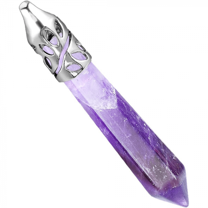 Colier cu pandantiv hexagonal din cristal ametist - O piatra puternica si protectoare, elibereaza stresul si calmeaza emotiile [4]