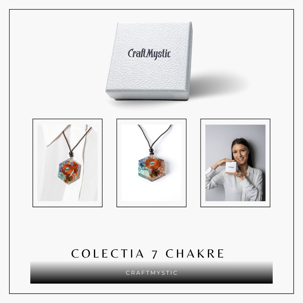 Colier cu Pandantiv Hexagrama din Rasina si Piatra 7 Chakre – Protectie si Armonie [8]