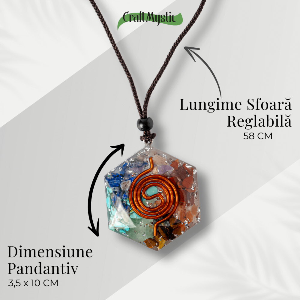 Colier cu Pandantiv Hexagrama din Rasina si Piatra 7 Chakre – Protectie si Armonie [4]