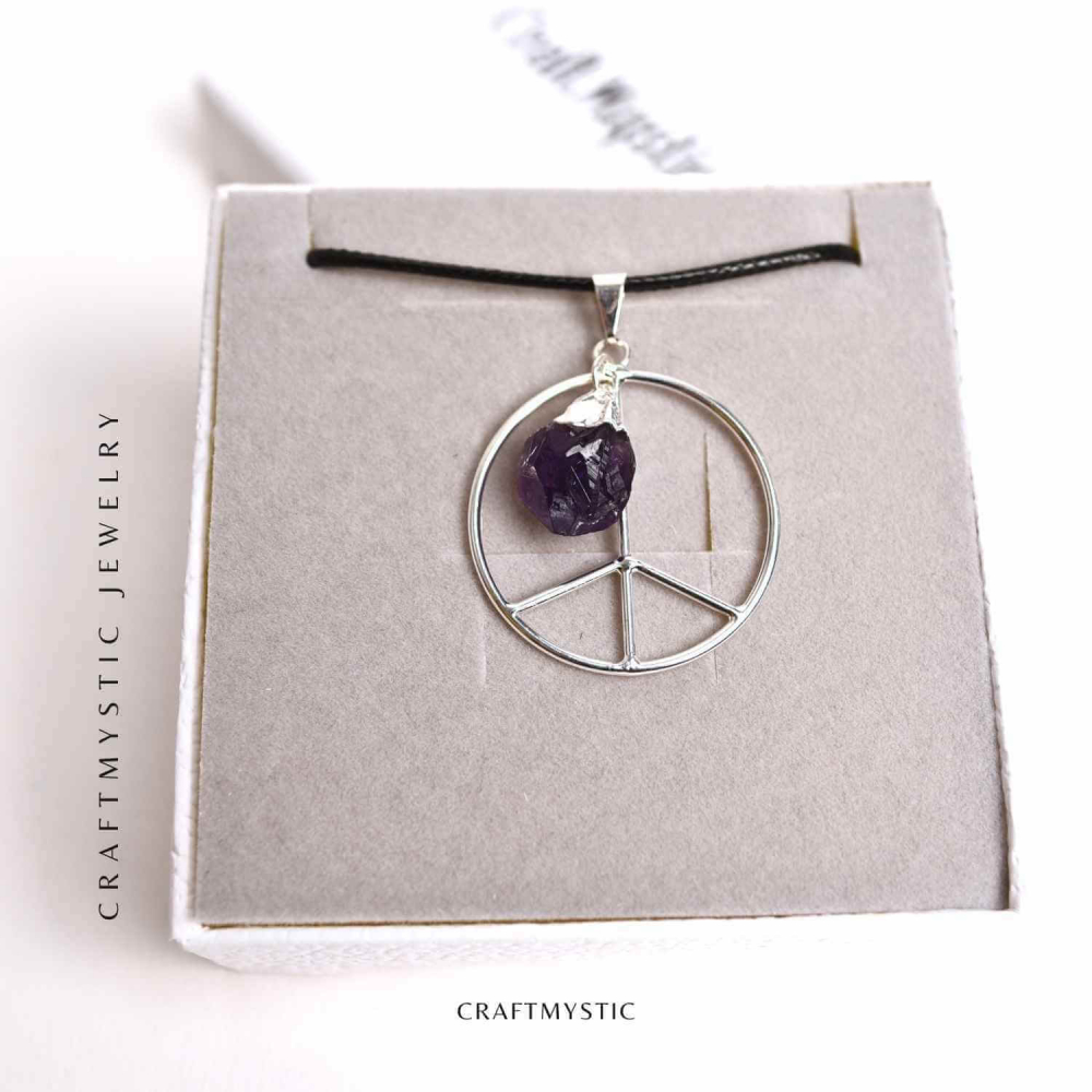 Colier cu Ametist în forma de Semnul Pacii – Liniate si Claritate [6]