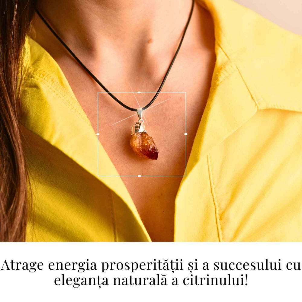 Colier cu pandantiv varf Citrin argintiu – Energie si Prosperitate [2]