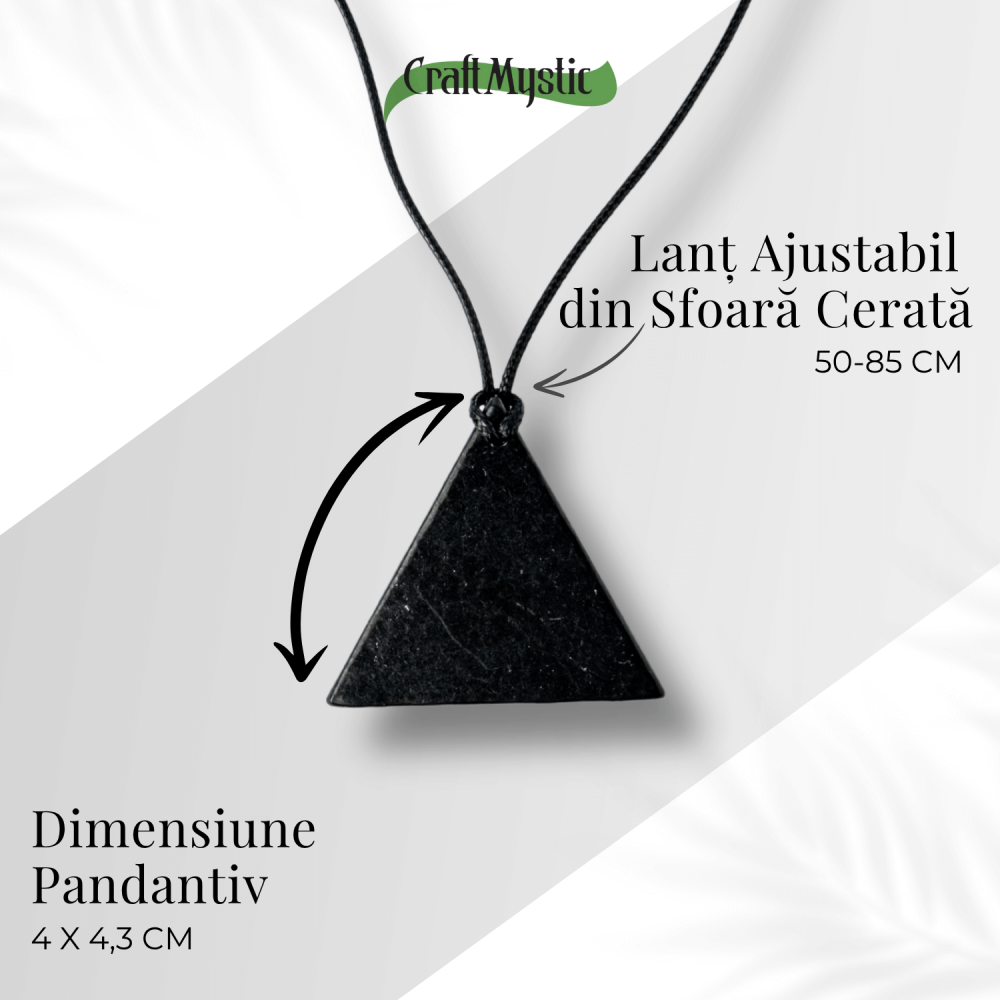 Colier cu Pandantiv Triunghiular din Shungit Natural – Protectie Energetica si Echilibru Interior [4]