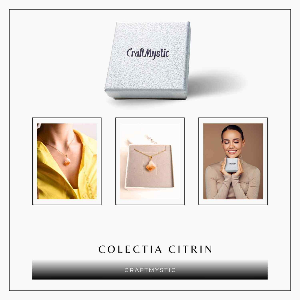 Colier auriu cu pandantiv citrin brut  – Energie si Prosperitate [7]