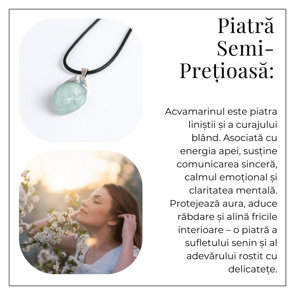 Colier cu Acvamarin pentru Calm, Claritate si Curaj [6]
