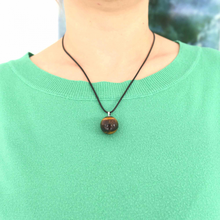 Colier cu piatra semipretioasa rotunda - pandantiv din pietre prețioase naturale mixte 7 Chakre - Copie [2]