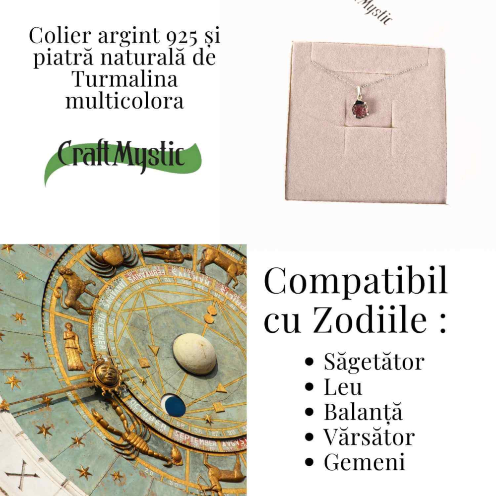 Colier Argint 925 cu Turmalina Multicolora Bruta neuniforma– Armonie, Protectie si Bucurie Interioara [6]