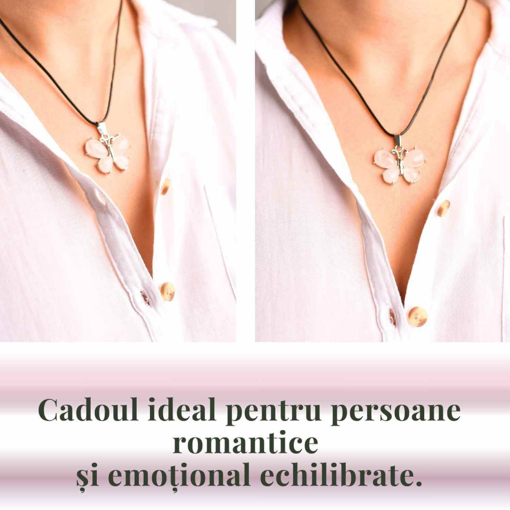 Colier ajustabil fluture cu ametist, ochi de tigru sau cuart roz – Protecție și Eleganță [6]