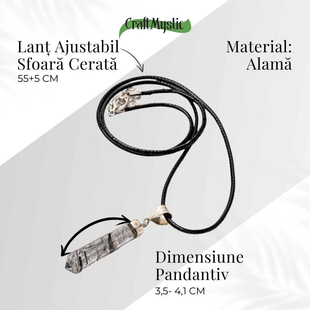 Colier cu Cuart Rutilat in Forma de Varf Lung – Claritate, Protectie si Energie Amplificata [5]