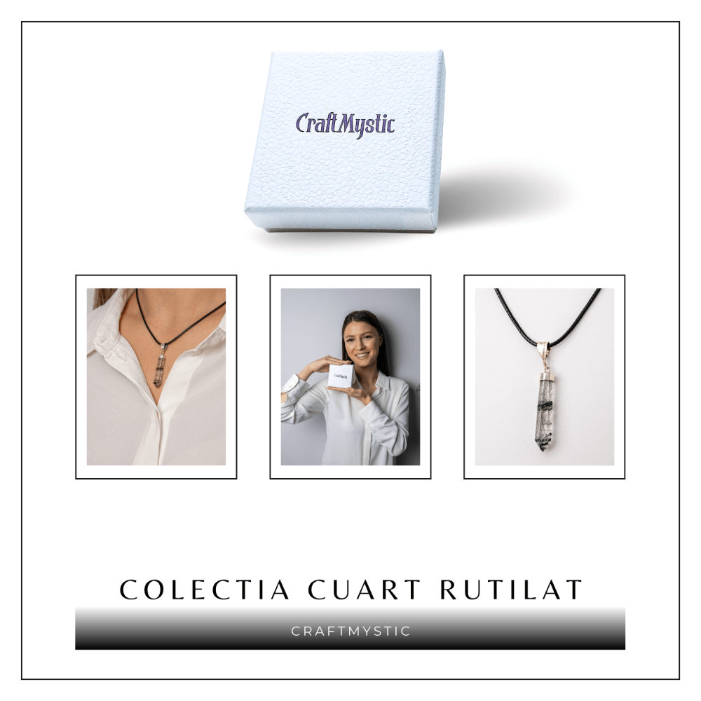 Colier cu Cuart Rutilat in Forma de Varf Lung – Claritate, Protectie si Energie Amplificata [8]