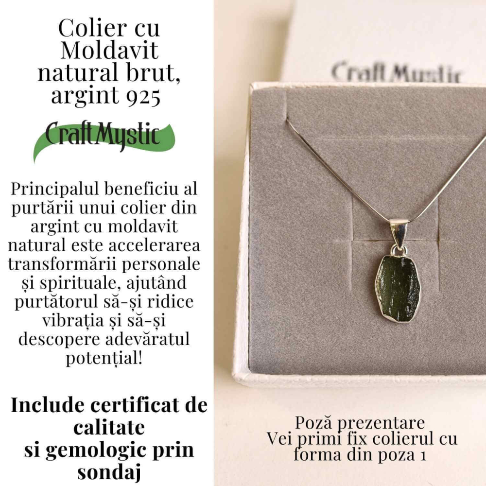 Colier din argint 925 cu moldavit natural, 2.48 gr– Claritate mentala si echilibru energetic [5]